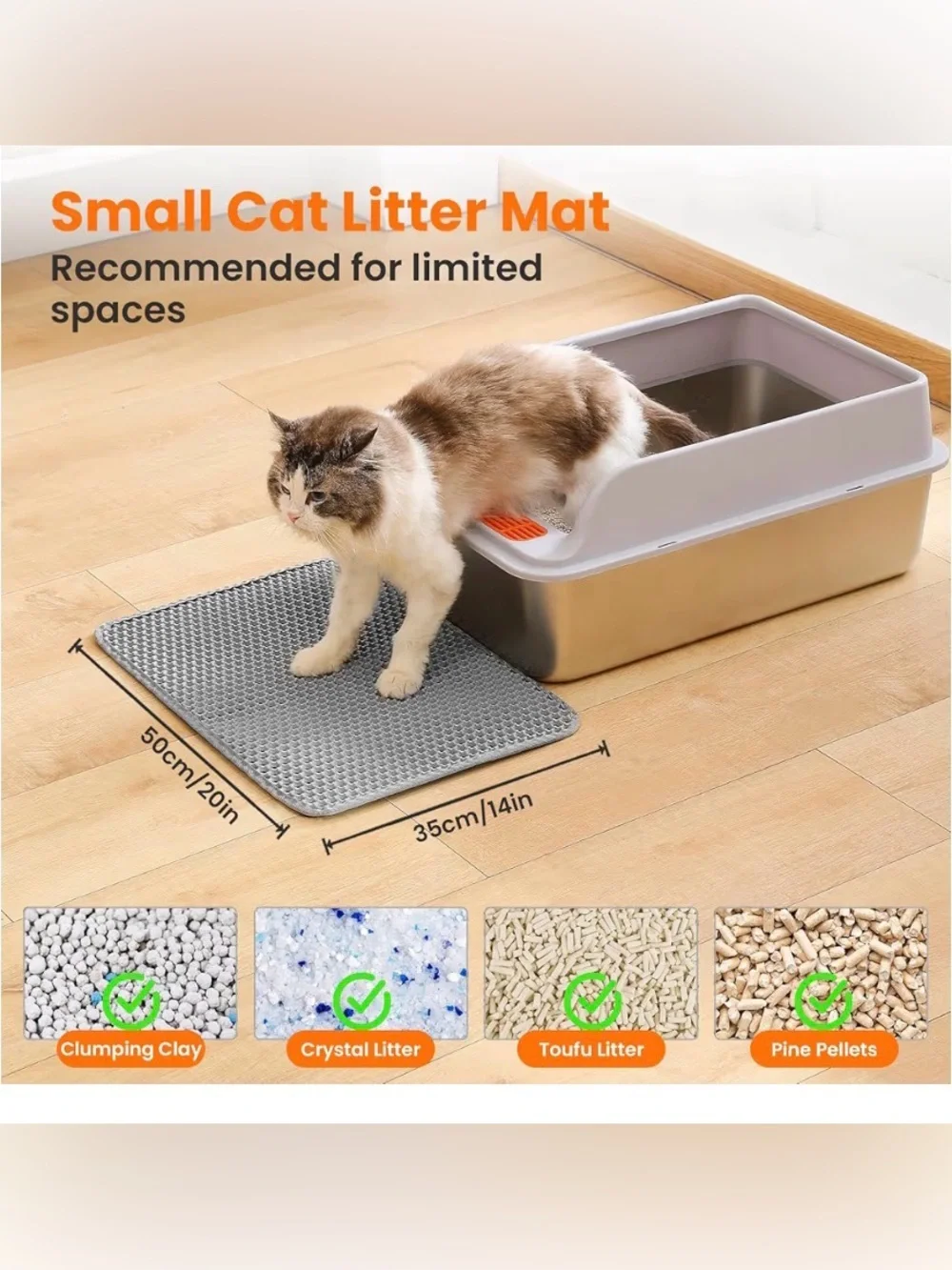 PetInstinct Cat Litter Mat - Non-Slip Paw Friendly NIB